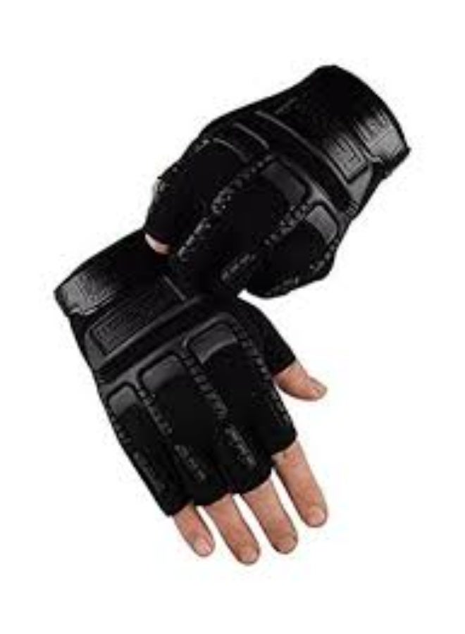 Tactical Motorcycle Gloves, Half-Finger Design with Hard Knuckle Protection, Breathable Mesh Construction, Adjustable Wrist Strap for Sports and Riding - Image 3